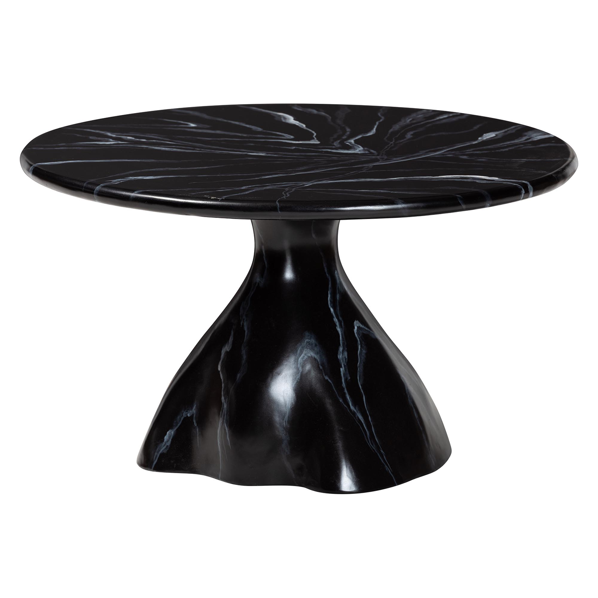 bali & pari Aponi Marbled Resin Coffee Table - Sculptural Center Table with Round Top and Pedestal Base,  Modern Contemporary Statement Furniture, Black Affordable modern furniture in Chicago, classic living room furniture, modern coffee table, cheap coffee table